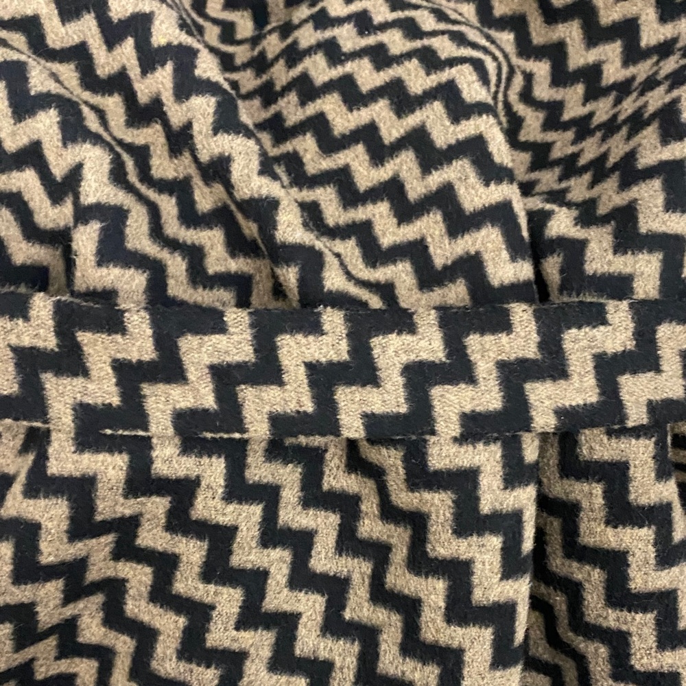 Anthropologie Tulle Wool Black and Tan Chevron Trench Coat - Picture 8 of 9